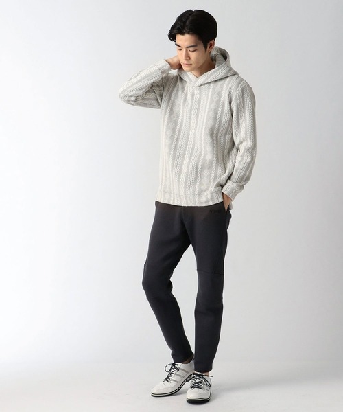 NICOLE CLUB FOR MEN（ニコルクラブフォーメン）の「ケーブルブリスタープルオーバーパーカ（パーカー・メンズ・ブラック/レッド系その他/ホワイト/ホワイト×ブラック・MEDIUM/X-LARGE/LARGE）」の10枚目の写真