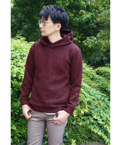 NICOLE CLUB FOR MEN（ニコルクラブフォーメン）の「ケーブルブリスタープルオーバーパーカ（パーカー・メンズ・ブラック/レッド系その他/ホワイト/ホワイト×ブラック・MEDIUM/X-LARGE/LARGE）」の6枚目の写真