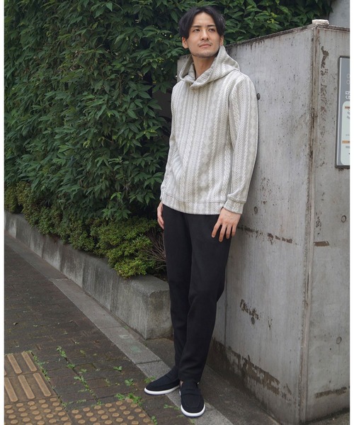 NICOLE CLUB FOR MEN（ニコルクラブフォーメン）の「ケーブルブリスタープルオーバーパーカ（パーカー・メンズ・ブラック/レッド系その他/ホワイト/ホワイト×ブラック・MEDIUM/X-LARGE/LARGE）」の15枚目の写真