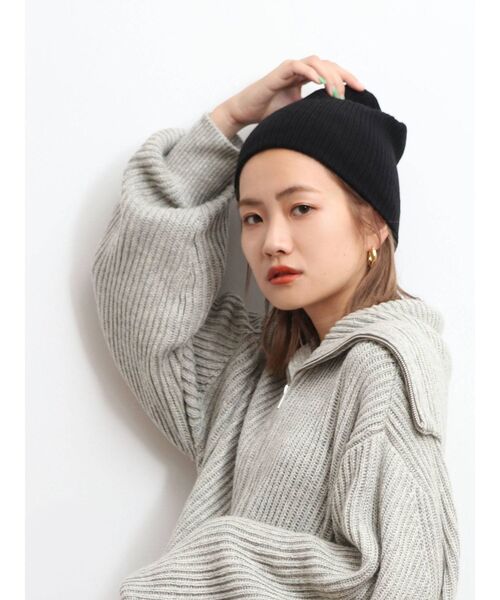 Ungrid（アングリッド）の「リブ編みニット帽（ニットキャップ/ビーニー・レディース・チャコールグレー/ライトグレー/ブラック・FREE）」の4枚目の写真