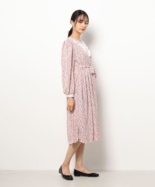 Clice de Paris(クリシェドゥパリス)の「K/V切替フリル小花ワンピース(ワンピース・レディース・ピンク/ネイビー/グリーン・ONESIZE)」の5枚目の写真