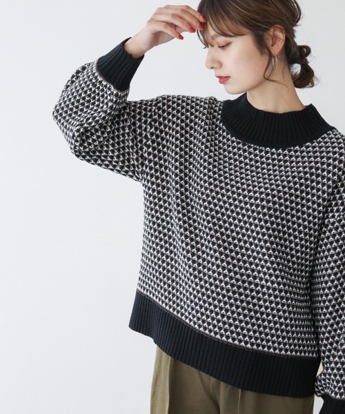 frames RAY CASSIN(フレームスレイカズン)の「【WEB限定】配色ジャガードニットプル(ニット/セーター・レディース・モカ/ブラック/グレー/オレンジ・FREE)」の2枚目の写真