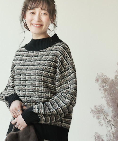 frames RAY CASSIN(フレームスレイカズン)の「【WEB限定】配色ジャガードニットプル(ニット/セーター・レディース・モカ/ブラック/グレー/オレンジ・FREE)」の5枚目の写真