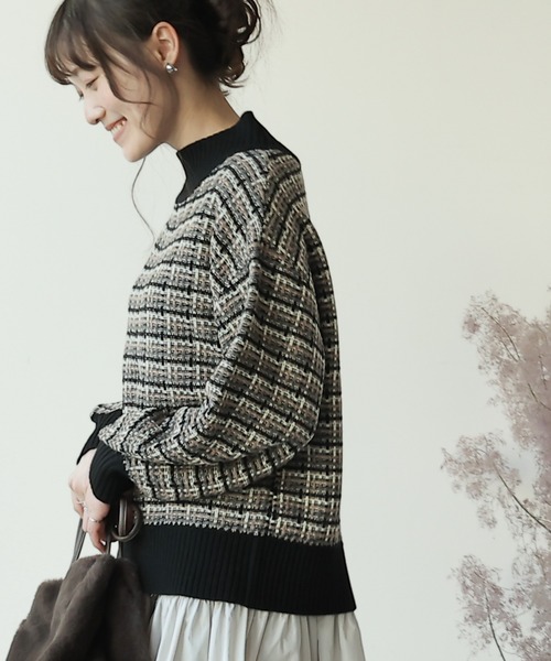 frames RAY CASSIN(フレームスレイカズン)の「【WEB限定】配色ジャガードニットプル(ニット/セーター・レディース・モカ/ブラック/グレー/オレンジ・FREE)」の6枚目の写真