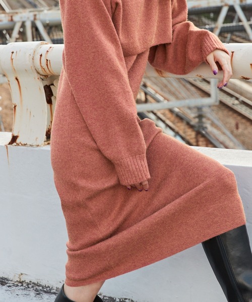 Keeepy（キーピー）の「【Keeepy】knit sleeveless dress & open collar pullover ensemble（ワンピース・レディース・エンジ/ブルー・FREE）」の6枚目の写真