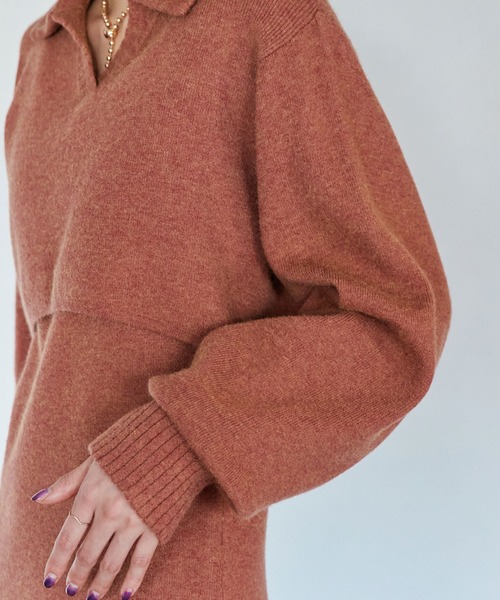 Keeepy（キーピー）の「【Keeepy】knit sleeveless dress & open collar pullover ensemble（ワンピース・レディース・エンジ/ブルー・FREE）」の14枚目の写真