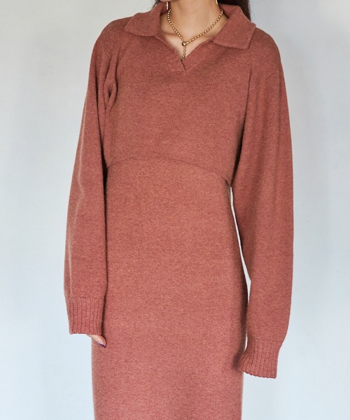 Keeepy（キーピー）の「【Keeepy】knit sleeveless dress & open collar pullover ensemble（ワンピース・レディース・エンジ/ブルー・FREE）」の21枚目の写真