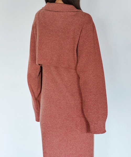 Keeepy（キーピー）の「【Keeepy】knit sleeveless dress & open collar pullover ensemble（ワンピース・レディース・エンジ/ブルー・FREE）」の4枚目の写真