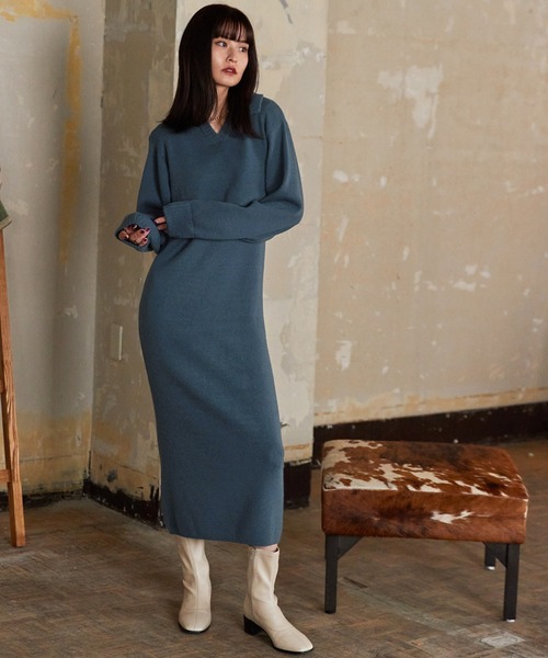 Keeepy（キーピー）の「【Keeepy】knit sleeveless dress & open collar pullover ensemble（ワンピース・レディース・エンジ/ブルー・FREE）」の15枚目の写真