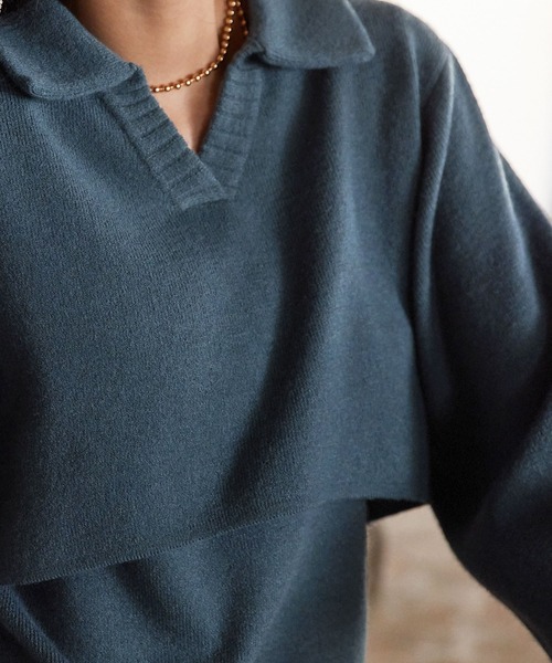 Keeepy（キーピー）の「【Keeepy】knit sleeveless dress & open collar pullover ensemble（ワンピース・レディース・エンジ/ブルー・FREE）」の19枚目の写真