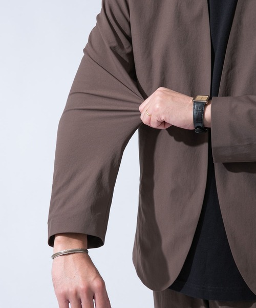 URBAN RESEARCH ROSSO MEN（アーバンリサーチロッソメン）の「丸井織物ノーカラージャケット『セットアップ対応』（ノーカラージャケット・メンズ・ブラウン/カーキ/ネイビー・MEDIUM/LARGE/X-LARGE）」の6枚目の写真