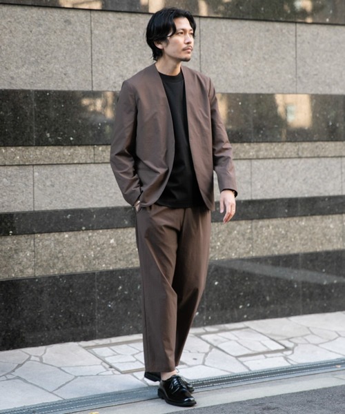 URBAN RESEARCH ROSSO MEN（アーバンリサーチロッソメン）の「丸井織物ノーカラージャケット『セットアップ対応』（ノーカラージャケット・メンズ・ブラウン/カーキ/ネイビー・MEDIUM/LARGE/X-LARGE）」の9枚目の写真