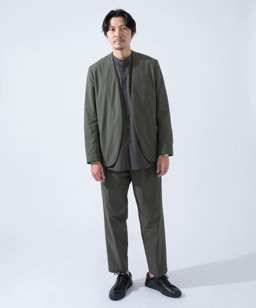 URBAN RESEARCH ROSSO MEN（アーバンリサーチロッソメン）の「丸井織物ノーカラージャケット『セットアップ対応』（ノーカラージャケット・メンズ・ブラウン/カーキ/ネイビー・MEDIUM/LARGE/X-LARGE）」の13枚目の写真