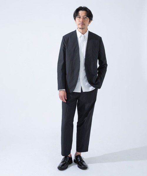 URBAN RESEARCH ROSSO MEN（アーバンリサーチロッソメン）の「丸井織物ノーカラージャケット『セットアップ対応』（ノーカラージャケット・メンズ・ブラウン/カーキ/ネイビー・MEDIUM/LARGE/X-LARGE）」の19枚目の写真