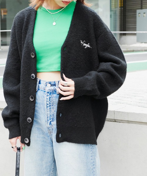 Mark Gonzales（マーク・ゴンザレス）の「Mark Gonzales/マークゴンザレス 別注  ピスネーム/ロゴ刺繍 シャギーニット ビッグシルエットカーディガン（カーディガン/ボレロ・レディース・オレンジ/ブラック/イエロー/ブルー/グリーン/ブラウン/パープル・FREE）」の15枚目の写真