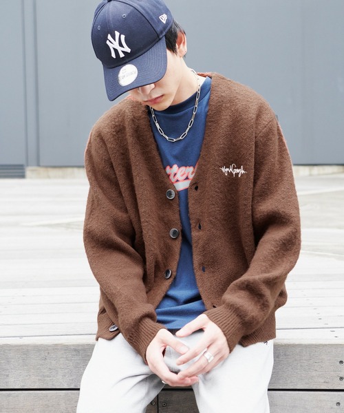 Mark Gonzales（マーク・ゴンザレス）の「Mark Gonzales/マークゴンザレス 別注  ピスネーム/ロゴ刺繍 シャギーニット ビッグシルエットカーディガン（カーディガン/ボレロ・レディース・オレンジ/ブラック/イエロー/ブルー/グリーン/ブラウン/パープル・FREE）」の8枚目の写真