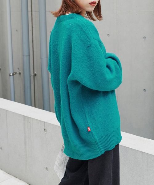 Mark Gonzales（マーク・ゴンザレス）の「Mark Gonzales/マークゴンザレス 別注  ピスネーム/ロゴ刺繍 シャギーニット ビッグシルエットカーディガン（カーディガン/ボレロ・レディース・オレンジ/ブラック/イエロー/ブルー/グリーン/ブラウン/パープル・FREE）」の17枚目の写真