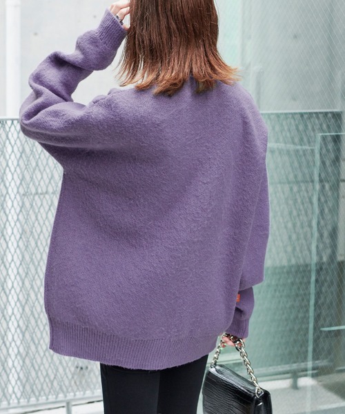 Mark Gonzales（マーク・ゴンザレス）の「Mark Gonzales/マークゴンザレス 別注  ピスネーム/ロゴ刺繍 シャギーニット ビッグシルエットカーディガン（カーディガン/ボレロ・レディース・オレンジ/ブラック/イエロー/ブルー/グリーン/ブラウン/パープル・FREE）」の11枚目の写真