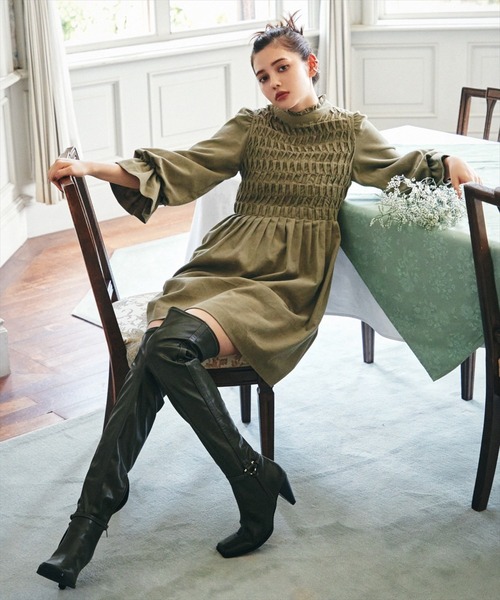 REDYAZEL（レディアゼル）の「スクエアトゥサイハイブーツ（ブーツ・レディース・ブラック/ブラウン/カーキ・SMALL/MEDIUM/LARGE）」の11枚目の写真