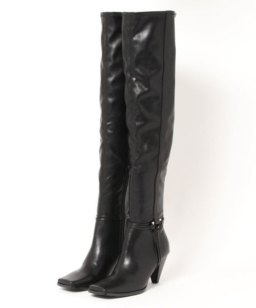 REDYAZEL（レディアゼル）の「スクエアトゥサイハイブーツ（ブーツ・レディース・ブラック/ブラウン/カーキ・SMALL/MEDIUM/LARGE）」の7枚目の写真