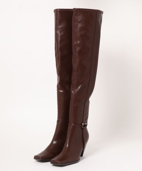 REDYAZEL（レディアゼル）の「スクエアトゥサイハイブーツ（ブーツ・レディース・ブラック/ブラウン/カーキ・SMALL/MEDIUM/LARGE）」の5枚目の写真