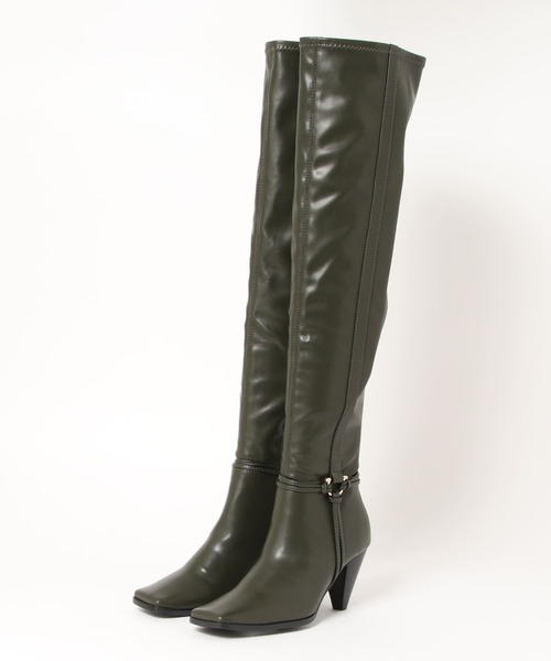 REDYAZEL（レディアゼル）の「スクエアトゥサイハイブーツ（ブーツ・レディース・ブラック/ブラウン/カーキ・SMALL/MEDIUM/LARGE）」の4枚目の写真