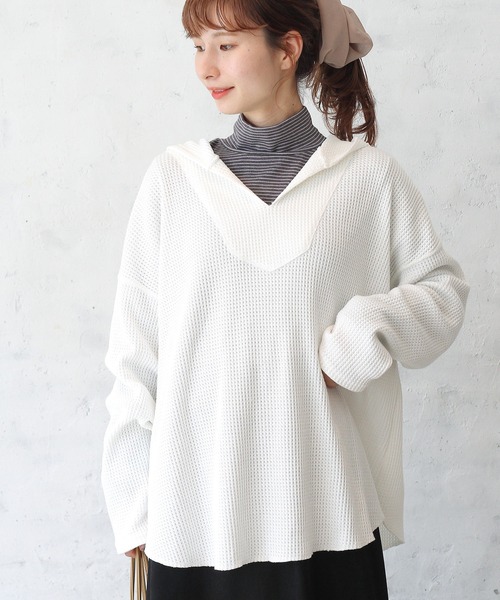 Crisp（クリスプ）の「ビッグワッフルフーディー（パーカー・レディース・ホワイト/ベージュ・FREE）」の19枚目の写真