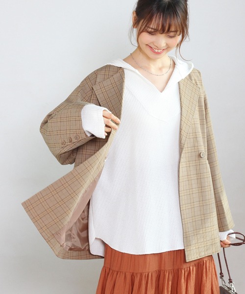 Crisp（クリスプ）の「ビッグワッフルフーディー（パーカー・レディース・ホワイト/ベージュ・FREE）」の14枚目の写真