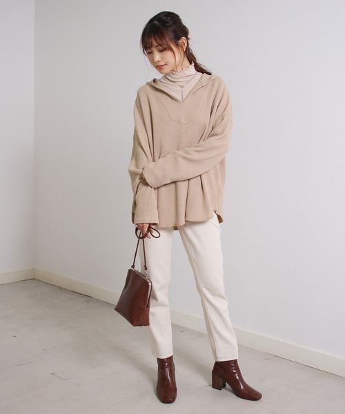 Crisp（クリスプ）の「ビッグワッフルフーディー（パーカー・レディース・ホワイト/ベージュ・FREE）」の11枚目の写真