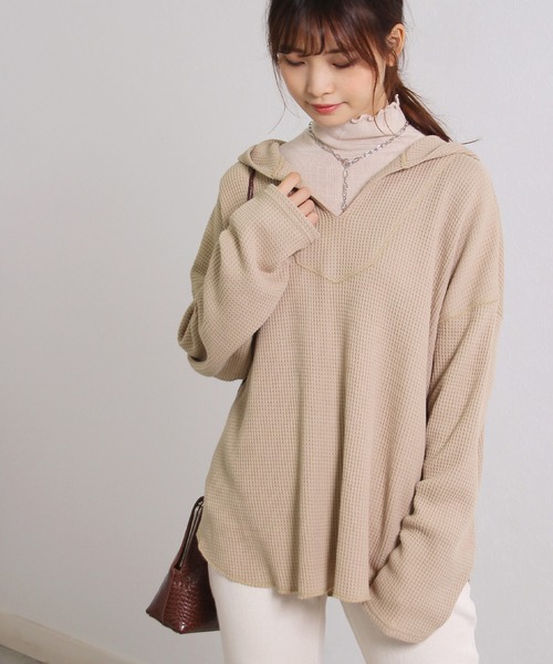 Crisp（クリスプ）の「ビッグワッフルフーディー（パーカー・レディース・ホワイト/ベージュ・FREE）」の8枚目の写真