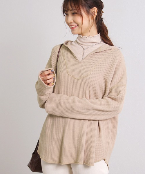 Crisp（クリスプ）の「ビッグワッフルフーディー（パーカー・レディース・ホワイト/ベージュ・FREE）」の7枚目の写真