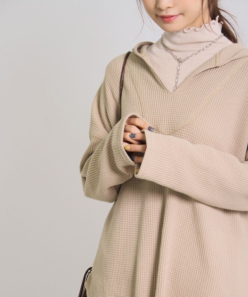 Crisp（クリスプ）の「ビッグワッフルフーディー（パーカー・レディース・ホワイト/ベージュ・FREE）」の5枚目の写真