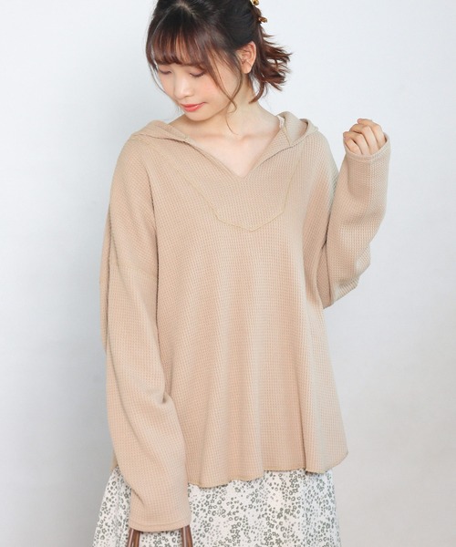 Crisp（クリスプ）の「ビッグワッフルフーディー（パーカー・レディース・ホワイト/ベージュ・FREE）」の3枚目の写真