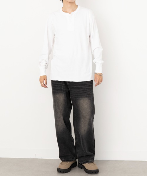 Healthknit(ヘルスニット)の「【Healthknit】ヘンリーネックコットン長袖Tシャツ ロンT 定番商品 906L(Tシャツ/カットソー・メンズ・ヘザーグレー/チャコール/ナチュラル/ブラック/ホワイト・L/XL/M)」の18枚目の写真