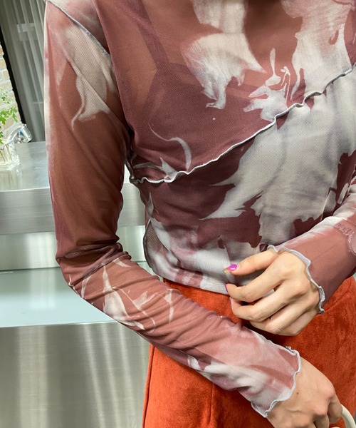 AS KNOW AS PINKY(アズノゥアズピンキー)の「染めてメロウメッシュプルオーバー(Tシャツ/カットソー・レディース・グレー系/ブラウン系/グリーン系/ピンク系・FREE)」の11枚目の写真