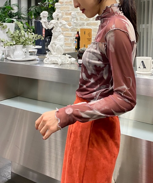 AS KNOW AS PINKY(アズノゥアズピンキー)の「染めてメロウメッシュプルオーバー(Tシャツ/カットソー・レディース・グレー系/ブラウン系/グリーン系/ピンク系・FREE)」の12枚目の写真