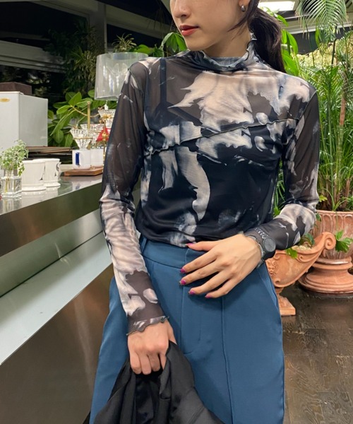 AS KNOW AS PINKY(アズノゥアズピンキー)の「染めてメロウメッシュプルオーバー(Tシャツ/カットソー・レディース・グレー系/ブラウン系/グリーン系/ピンク系・FREE)」の5枚目の写真