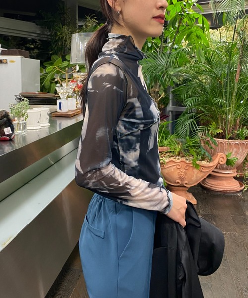 AS KNOW AS PINKY(アズノゥアズピンキー)の「染めてメロウメッシュプルオーバー(Tシャツ/カットソー・レディース・グレー系/ブラウン系/グリーン系/ピンク系・FREE)」の6枚目の写真