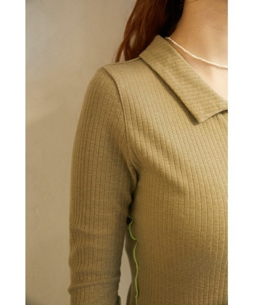 SLY（スライ）の「Sly Skin WOOL MIX LONG C/D ウールミックスロング カーディガン（ルームウェア/パジャマ・レディース・ベージュ/ライトグリーン・FREE）」の17枚目の写真