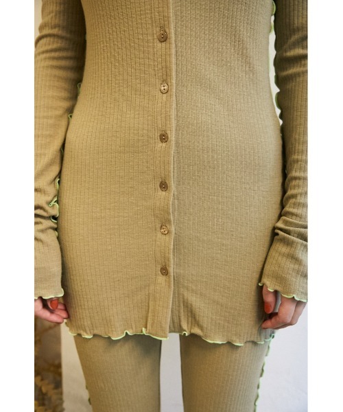 SLY（スライ）の「Sly Skin WOOL MIX LONG C/D ウールミックスロング カーディガン（ルームウェア/パジャマ・レディース・ベージュ/ライトグリーン・FREE）」の10枚目の写真