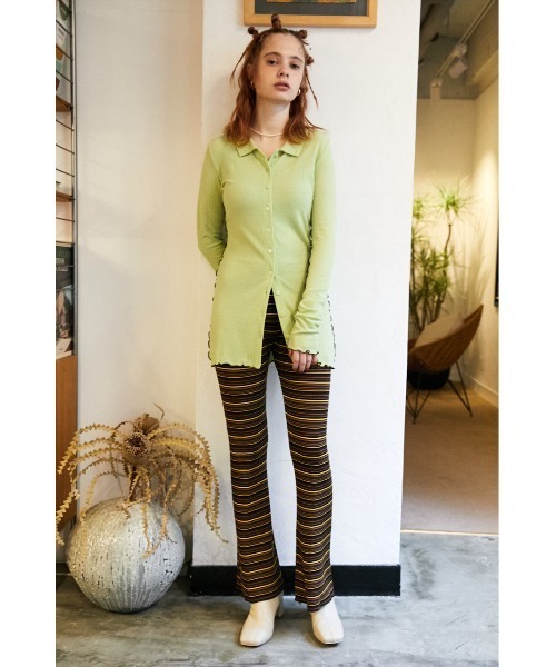 SLY（スライ）の「Sly Skin WOOL MIX LONG C/D ウールミックスロング カーディガン（ルームウェア/パジャマ・レディース・ベージュ/ライトグリーン・FREE）」の21枚目の写真