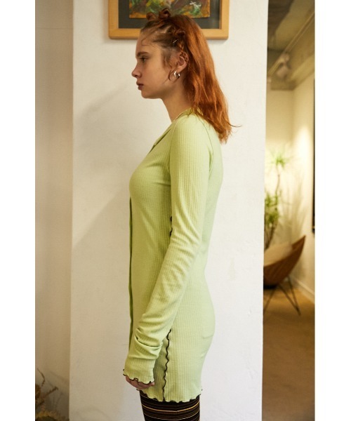 SLY（スライ）の「Sly Skin WOOL MIX LONG C/D ウールミックスロング カーディガン（ルームウェア/パジャマ・レディース・ベージュ/ライトグリーン・FREE）」の19枚目の写真