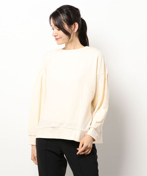 Samansa Mos2（サマンサ モスモス）の「ミニ裏毛前後着カーディガン（カーディガン/ボレロ・レディース・ベージュ/ネイビー/キナリ・ﾌﾘ-）」の4枚目の写真