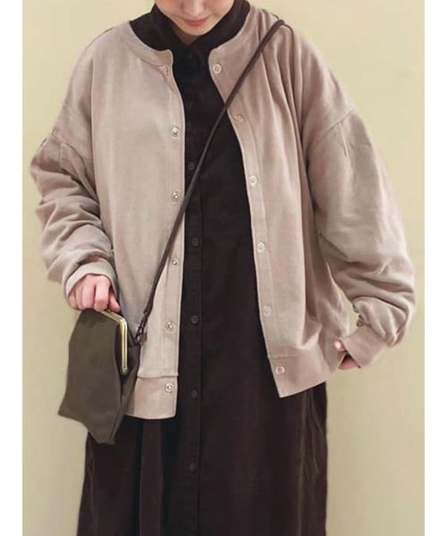 Samansa Mos2（サマンサ モスモス）の「ミニ裏毛前後着カーディガン（カーディガン/ボレロ・レディース・ベージュ/ネイビー/キナリ・ﾌﾘ-）」の2枚目の写真