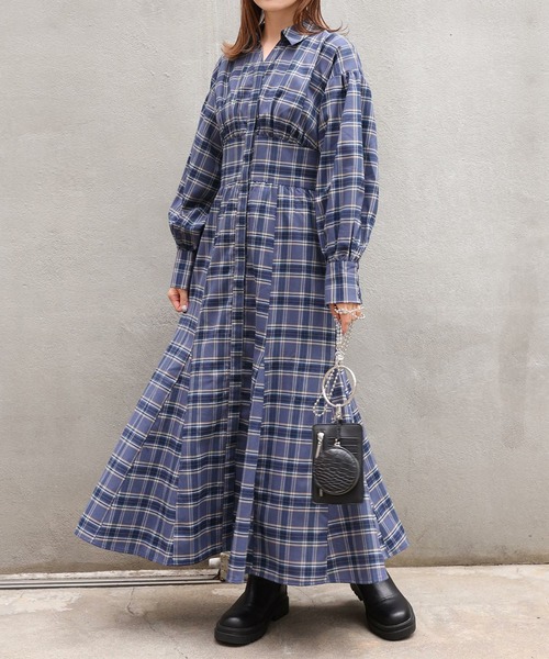 one after another NICE CLAUP(ワンアフターアナザーナイスクラップ)の「ロングシャツワンピース(シャツワンピース・レディース・パープル/ブラウン/ブルー系その他/ピンク系その他・FREE)」の3枚目の写真
