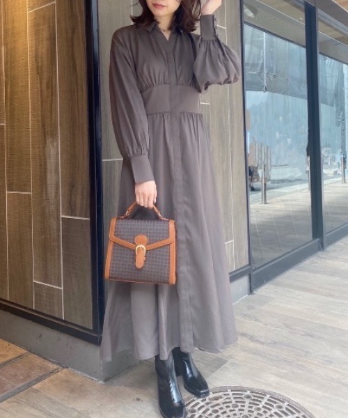 one after another NICE CLAUP(ワンアフターアナザーナイスクラップ)の「ロングシャツワンピース(シャツワンピース・レディース・パープル/ブラウン/ブルー系その他/ピンク系その他・FREE)」の2枚目の写真