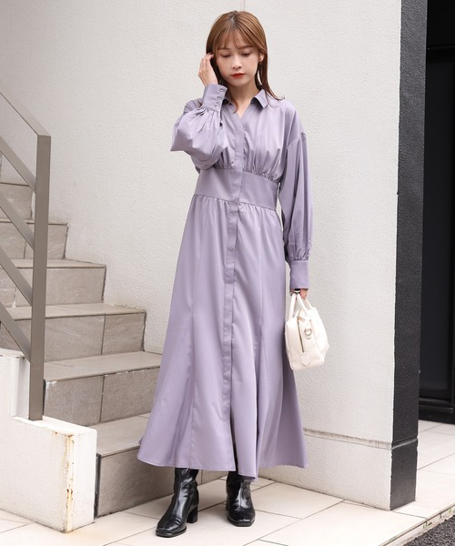 one after another NICE CLAUP(ワンアフターアナザーナイスクラップ)の「ロングシャツワンピース(シャツワンピース・レディース・パープル/ブラウン/ブルー系その他/ピンク系その他・FREE)」の15枚目の写真