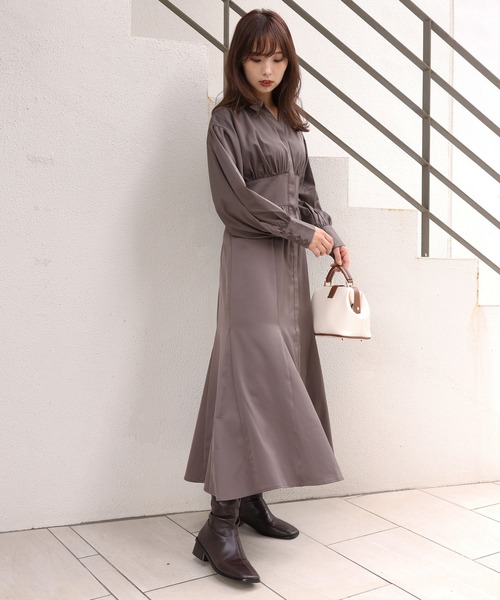 one after another NICE CLAUP(ワンアフターアナザーナイスクラップ)の「ロングシャツワンピース(シャツワンピース・レディース・パープル/ブラウン/ブルー系その他/ピンク系その他・FREE)」の8枚目の写真