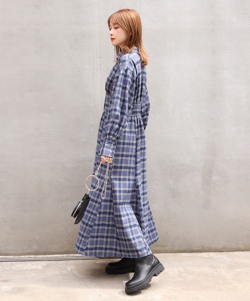 one after another NICE CLAUP(ワンアフターアナザーナイスクラップ)の「ロングシャツワンピース(シャツワンピース・レディース・パープル/ブラウン/ブルー系その他/ピンク系その他・FREE)」の21枚目の写真