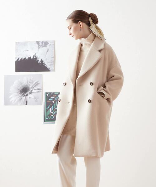 Tiara(ティアラ)の「ダブルブレストコート(その他アウター・レディース・ベージュ/ブラック/セージグリーン・FREE)」の3枚目の写真